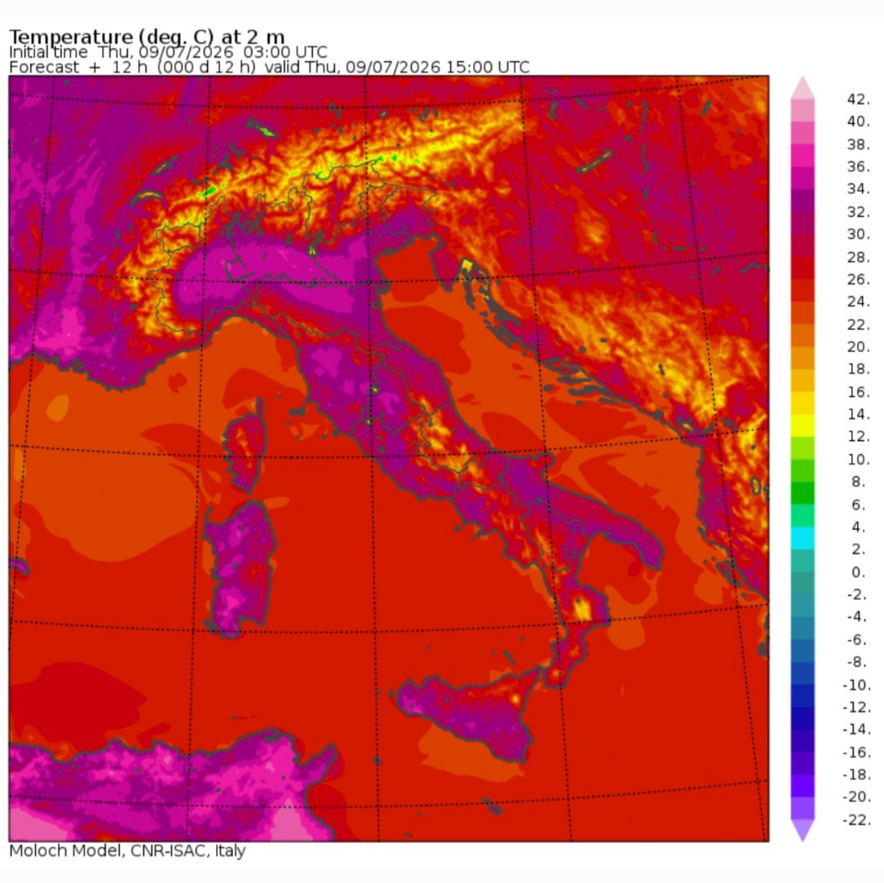 Temperature massime 9 luglio