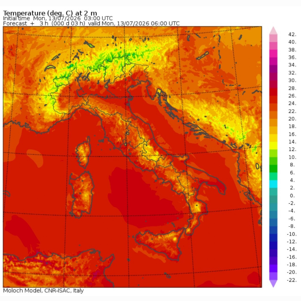 Temperature minime 13 luglio