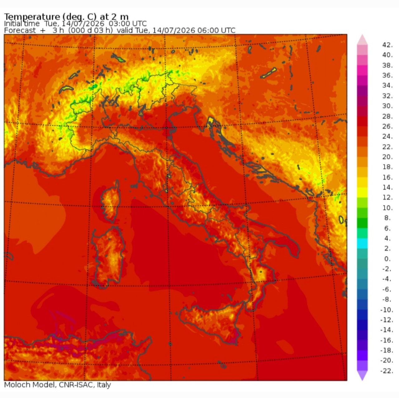Temperature minime 14 luglio
