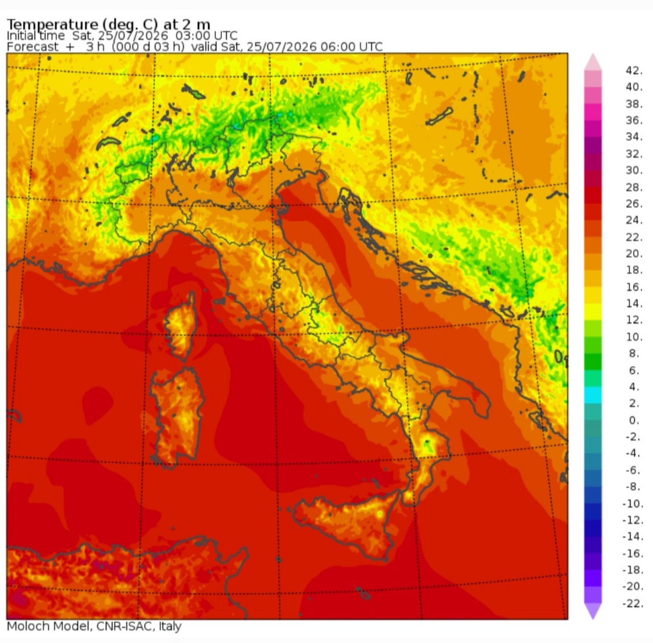 Temperature minime 25 luglio 