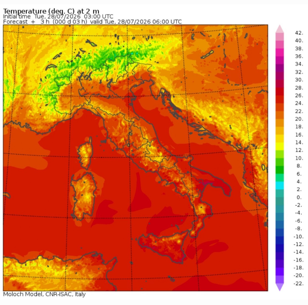 Temperature minime 28 luglio 