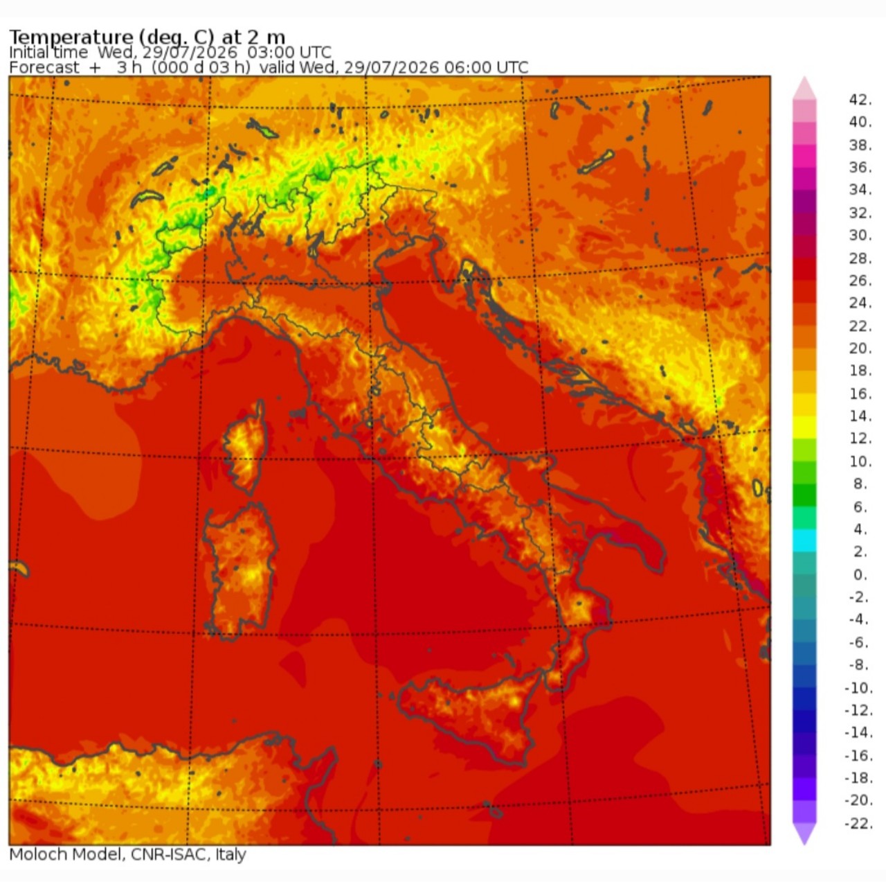 Temperature minime 29 luglio 