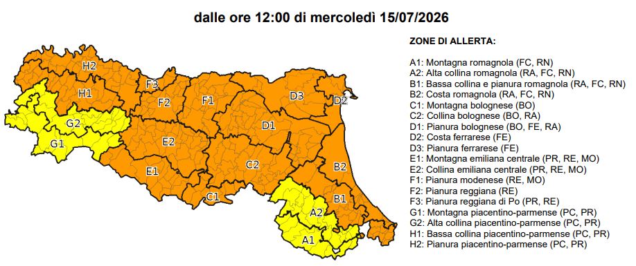 allerta meteo arancione emilia romagna