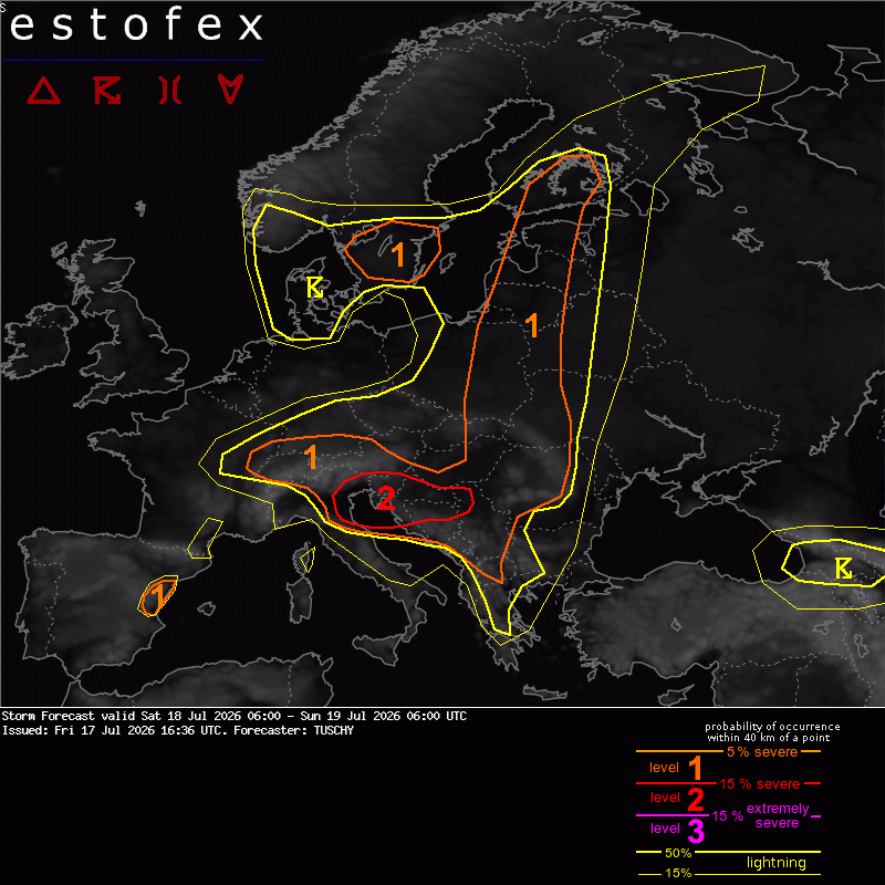 allerta meteo estofex 18 luglio