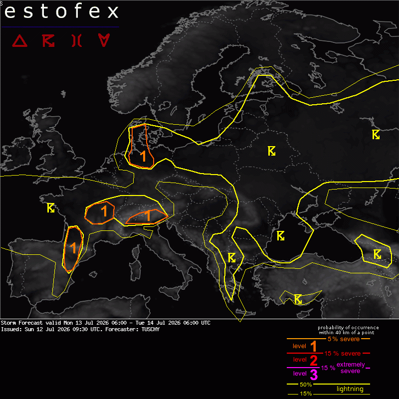 allerta meteo estofex oggi