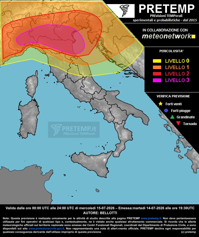 allerta meteo italia 15 luglio 2026