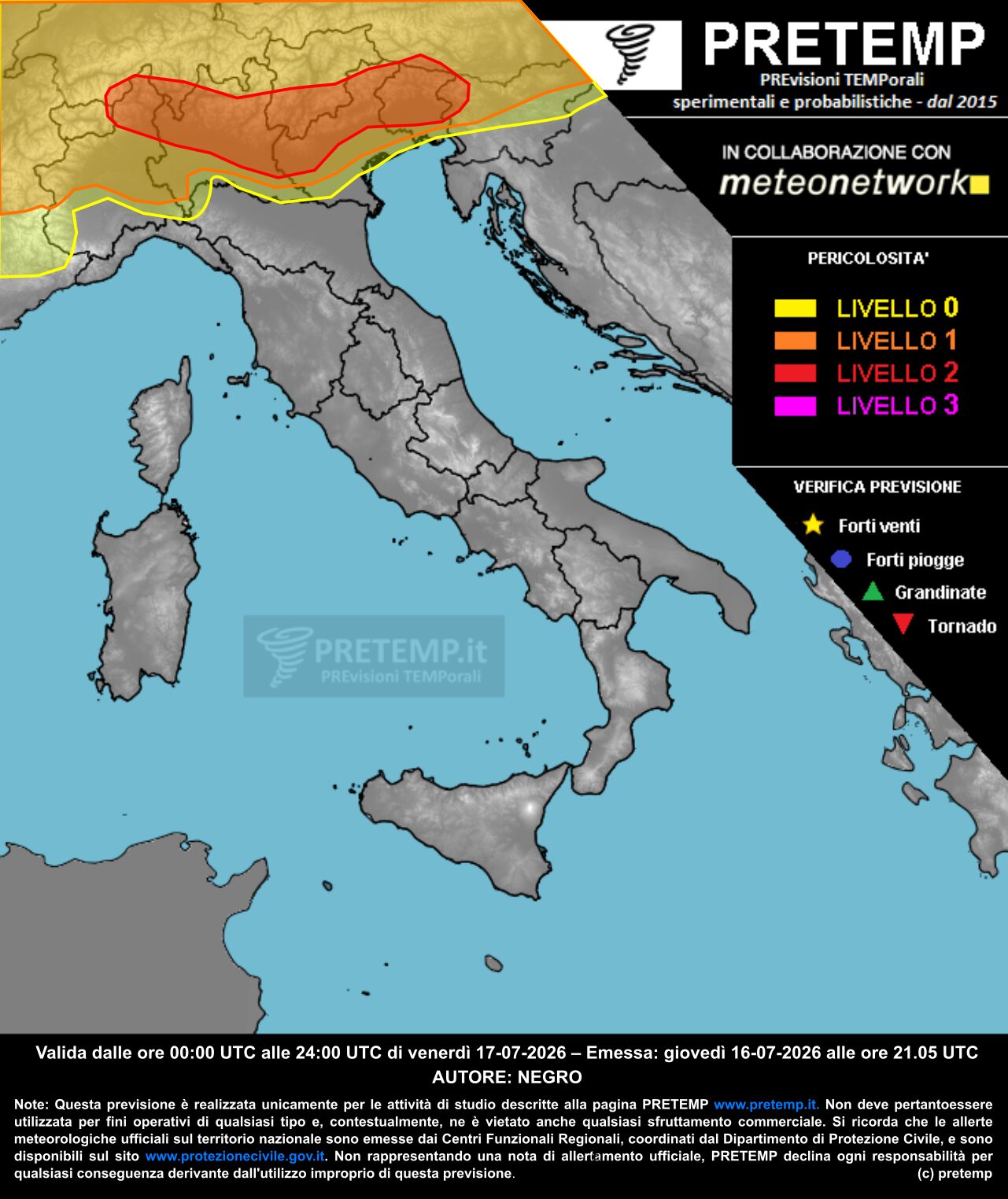 allerta meteo italia venerdì 17 luglio