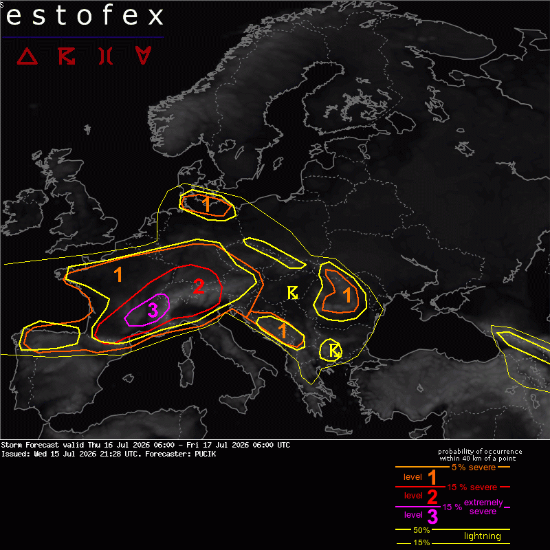 allerta meteo oggi estofex 16 luglio