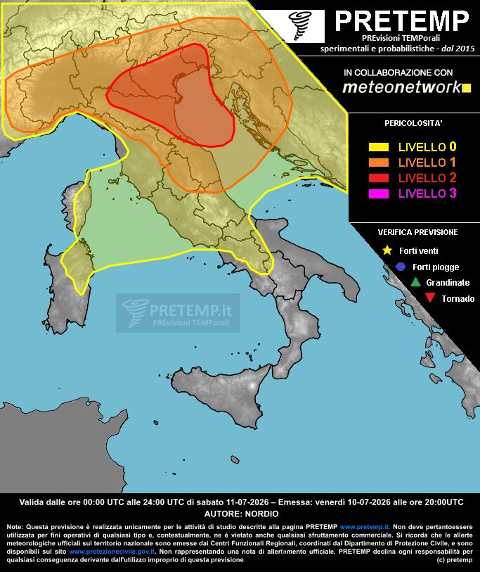 allerta meteo sabato 11 luglio