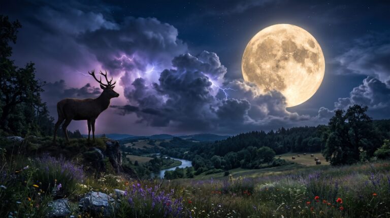 luna piena cervo tuono