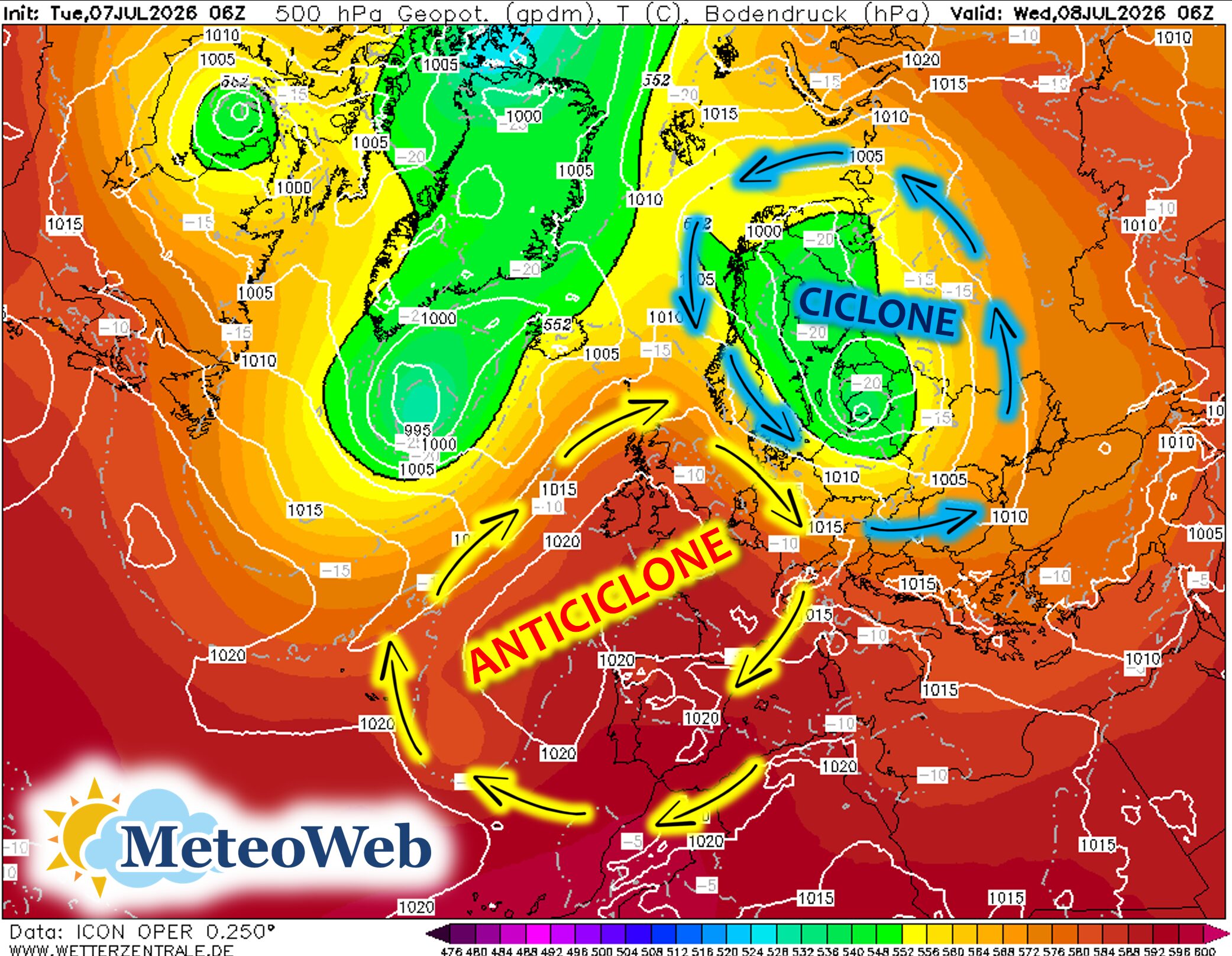 meteo europa mercoledì 8 luglio 2026