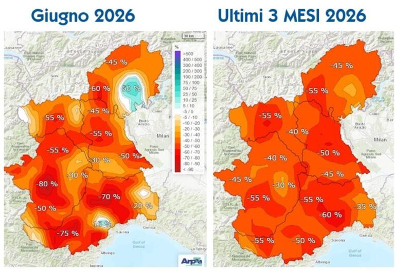 siccità piemonte giugno 2026