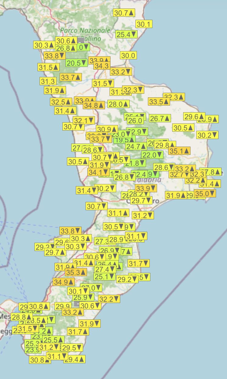 temperature calabria 10 luglio