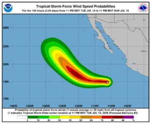 tempesta tropicale uragano elida pacifico