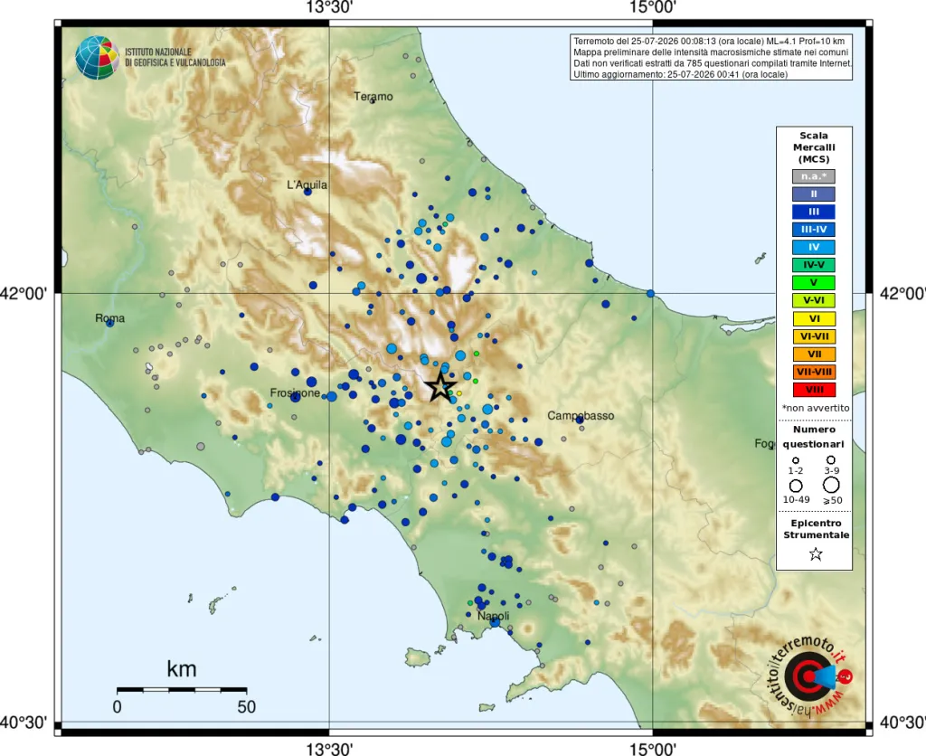 terremoto oggi molise lazio abruzzo