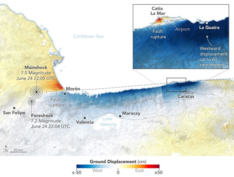terremoto venezuela terreno spostato nasa nisar