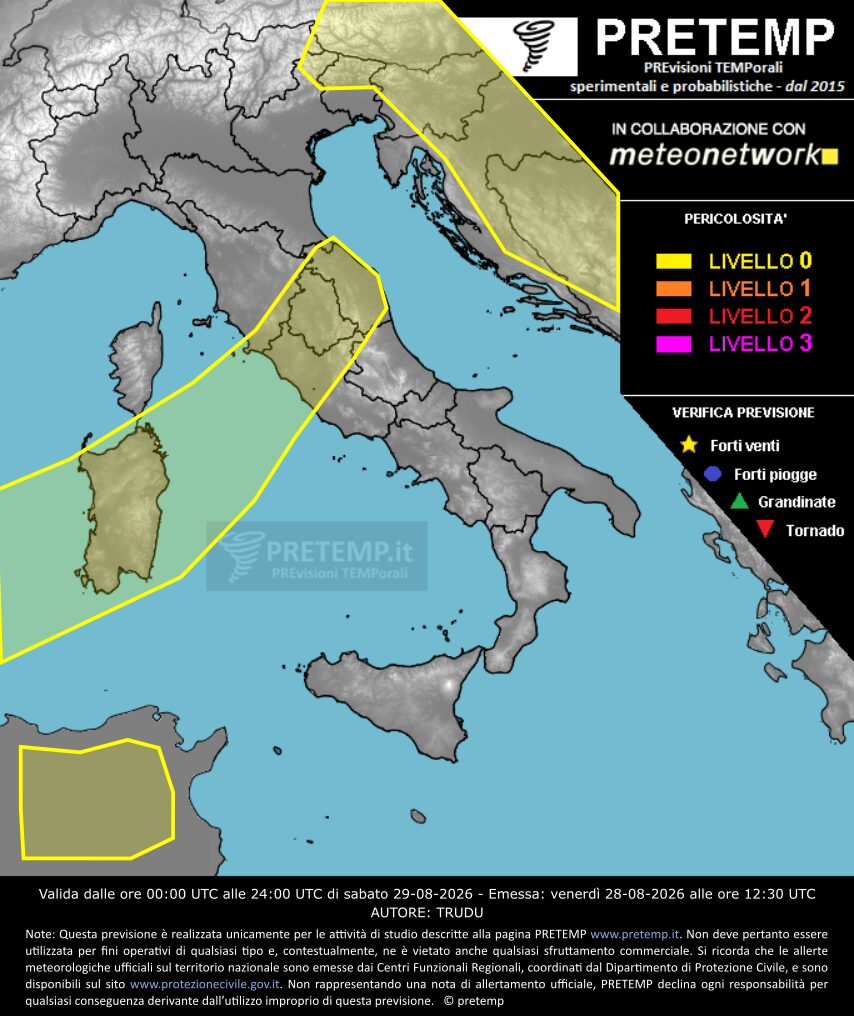 Allerta Meteo Sabato 29 Agosto pretemp