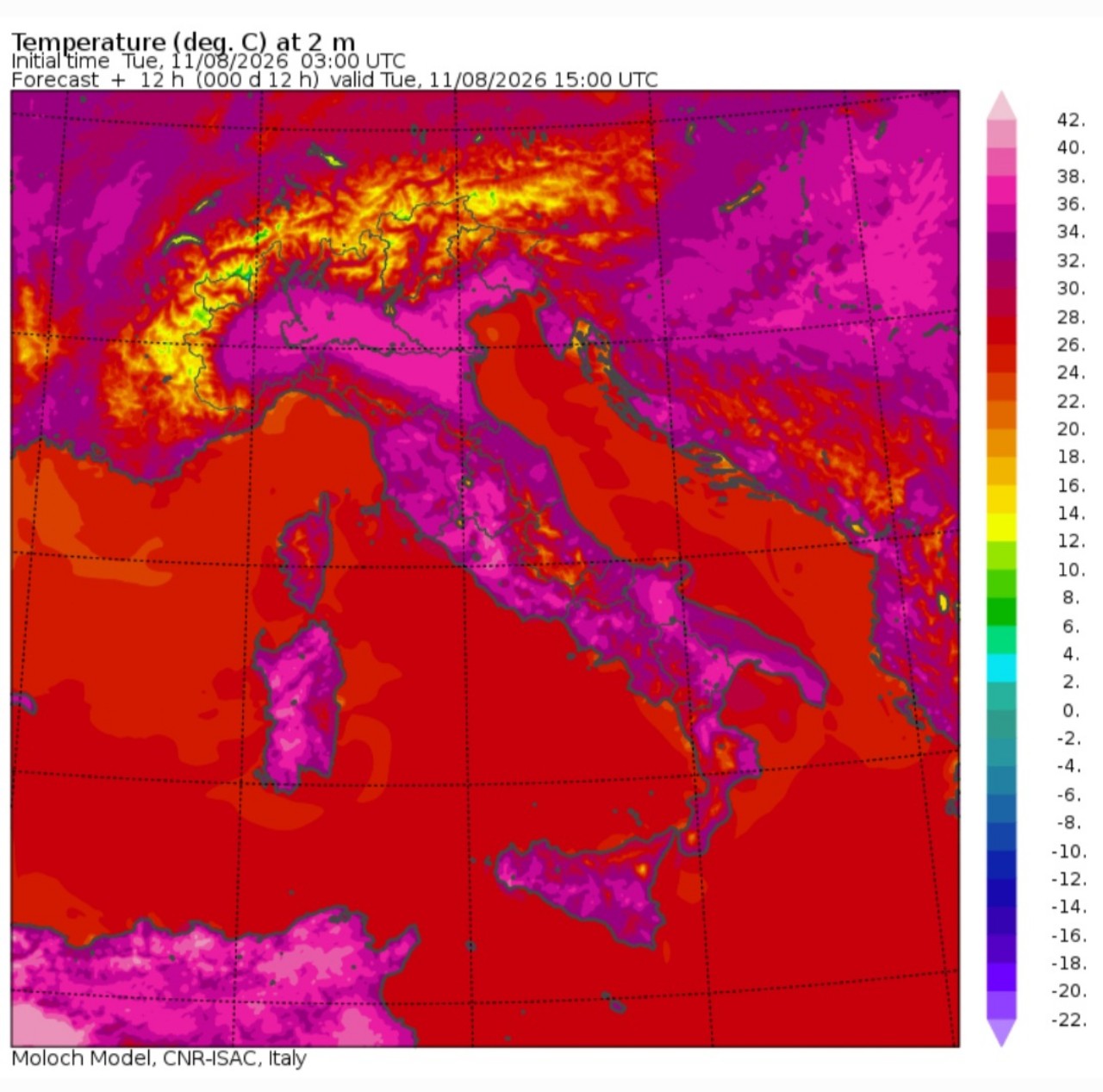 Temperature massime 11 agosto