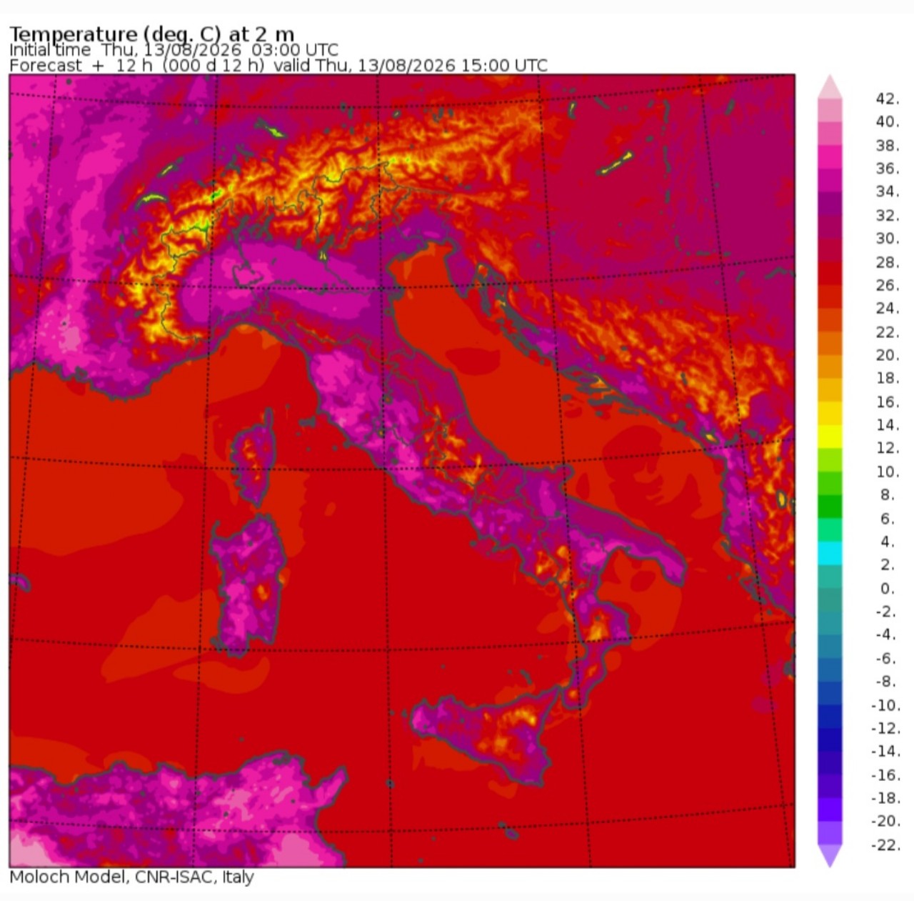 Temperature massime 13 agosto