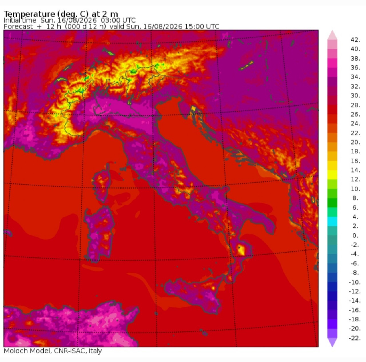 Temperature massime 16 agosto