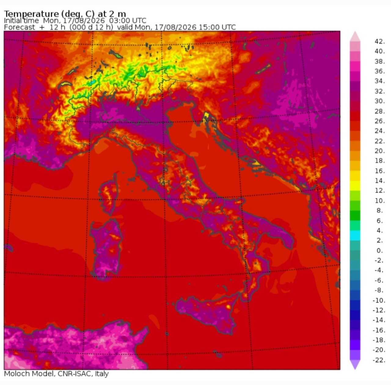 Temperature massime 17 agosto 