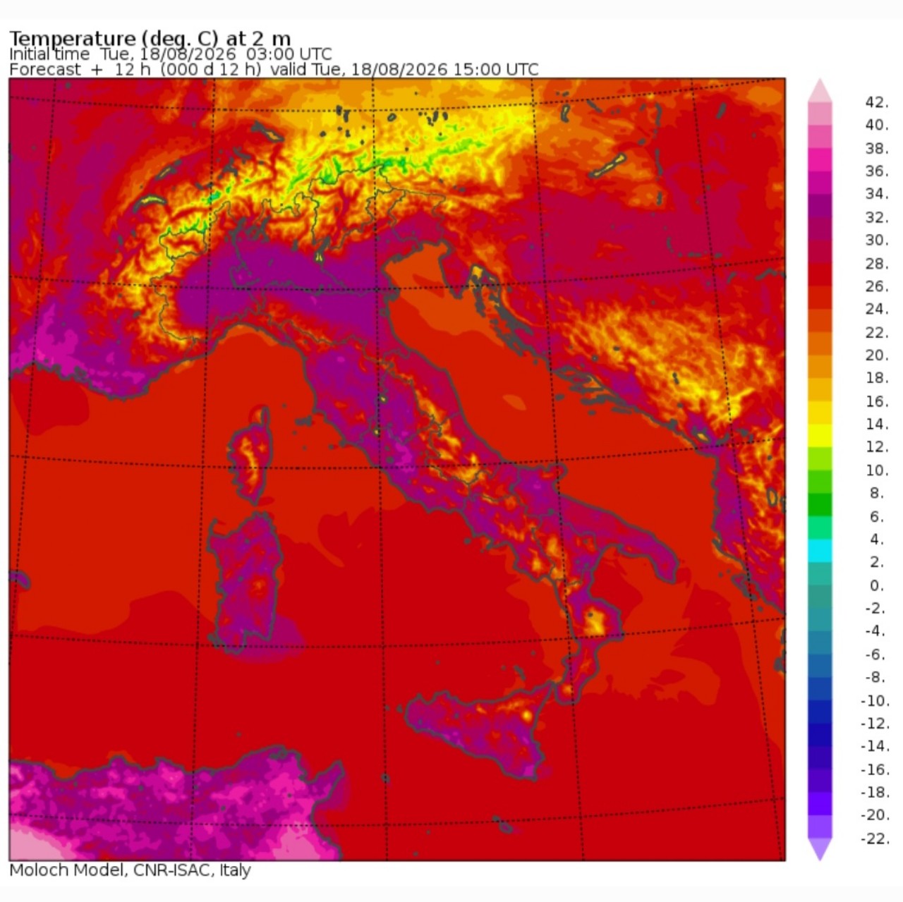 Temperature massime 18 agosto