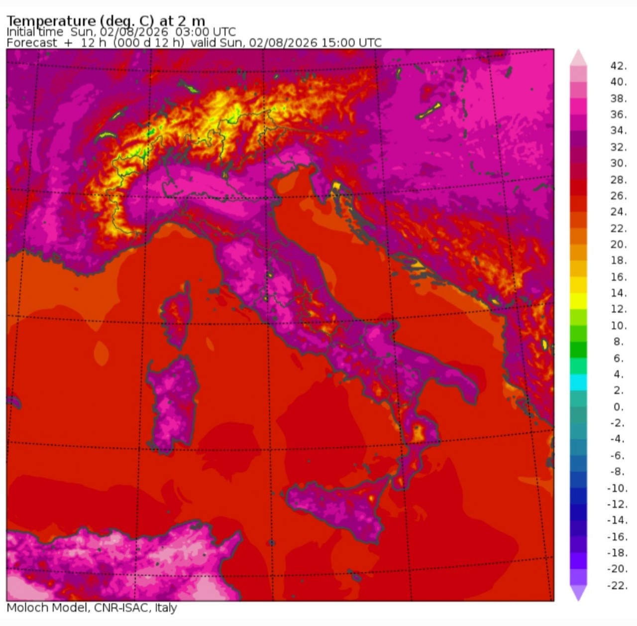Temperature massime 2 agosto 