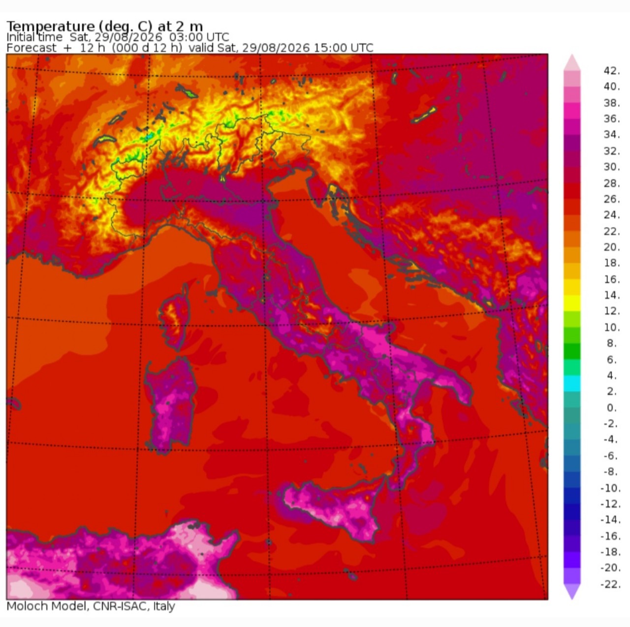 Temperature massime 29 agosto