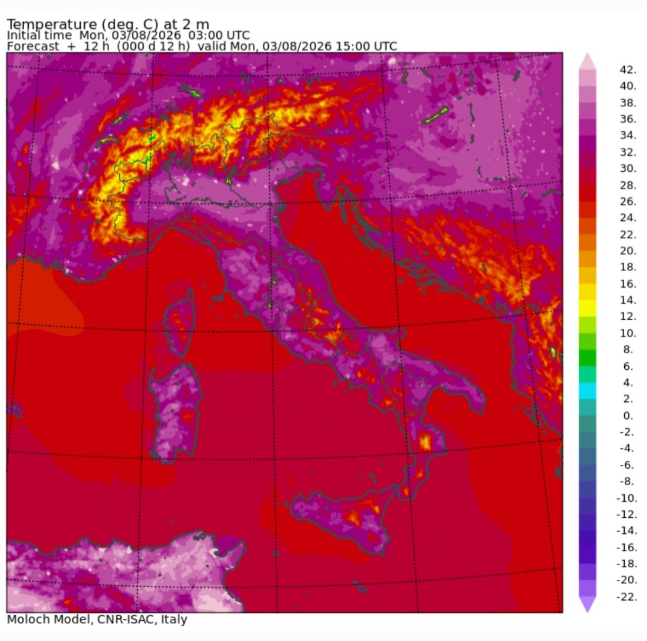 Temperature massime 3 agosto