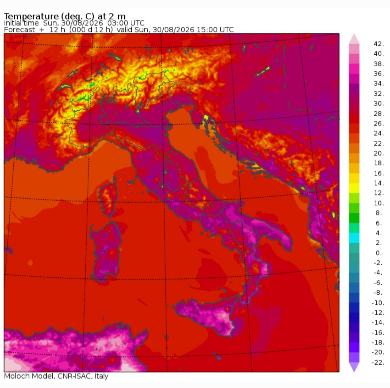 Temperature massime 30 agosto