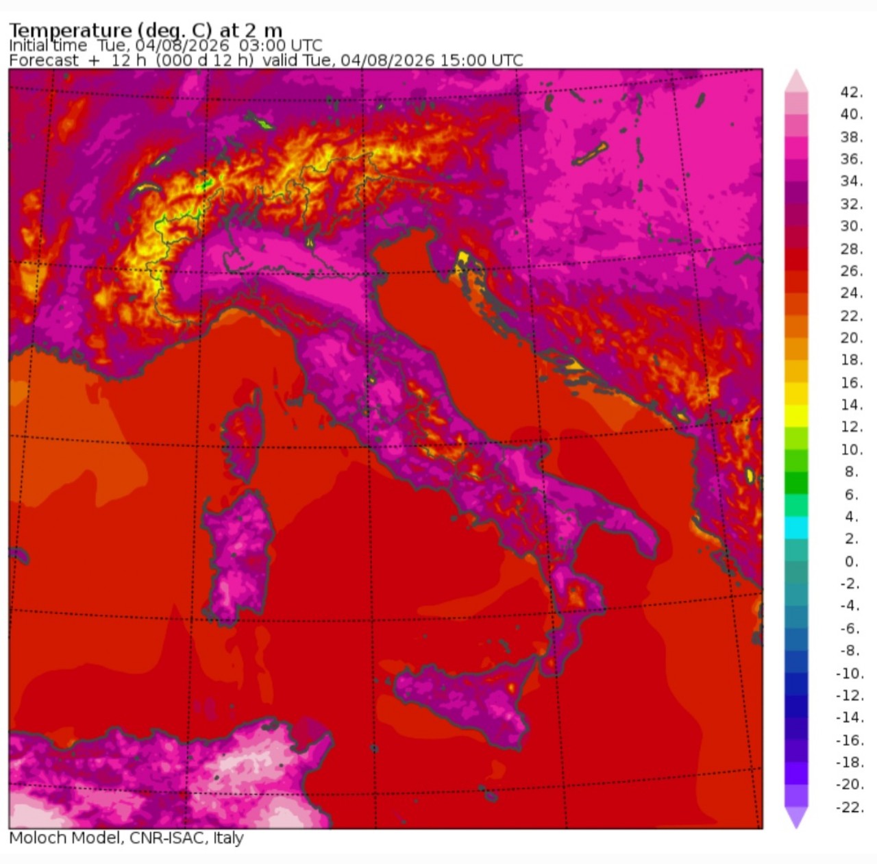 Temperature massime 4 agosto 