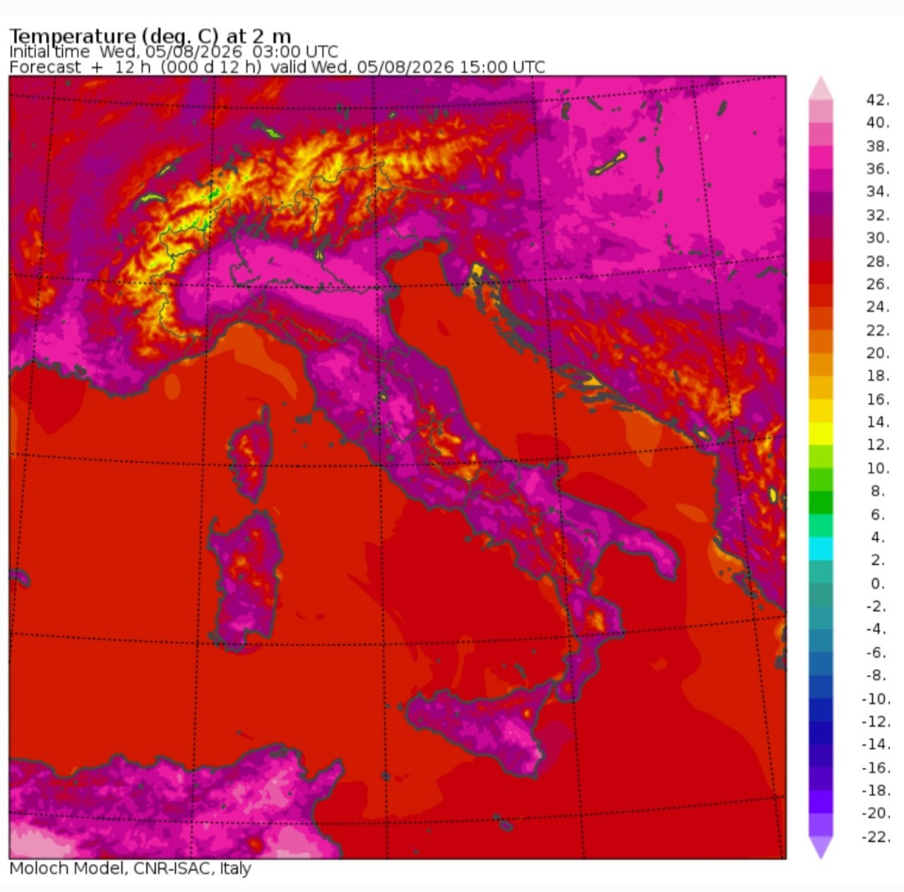 Temperature massime 5 agosto