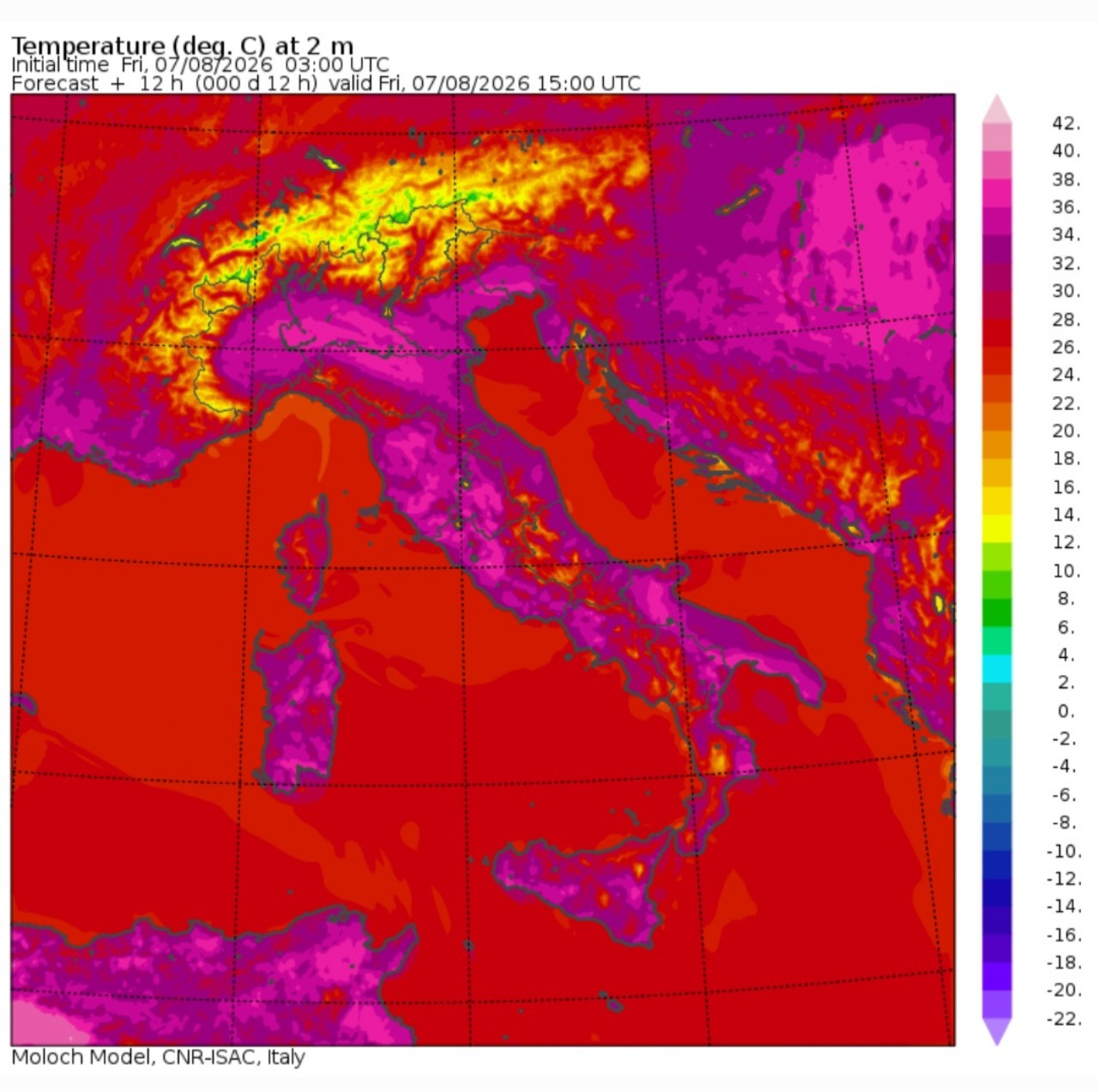 Temperature massime 7 agosto 