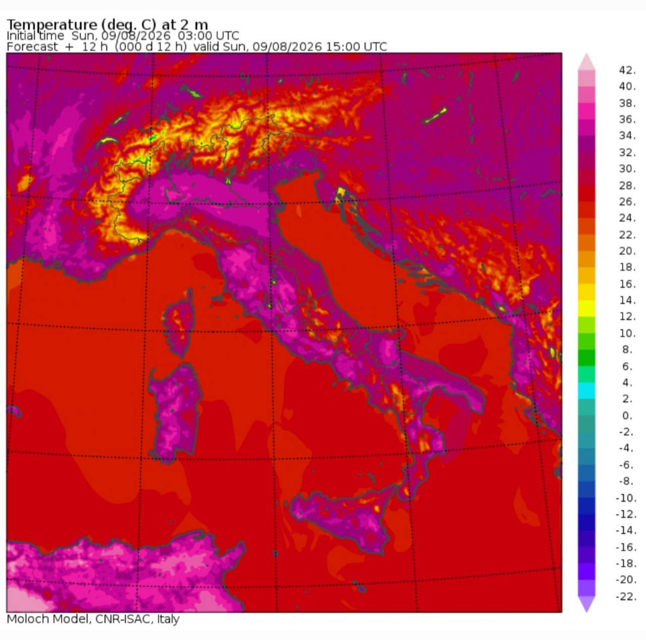Temperature massime 9 agosto