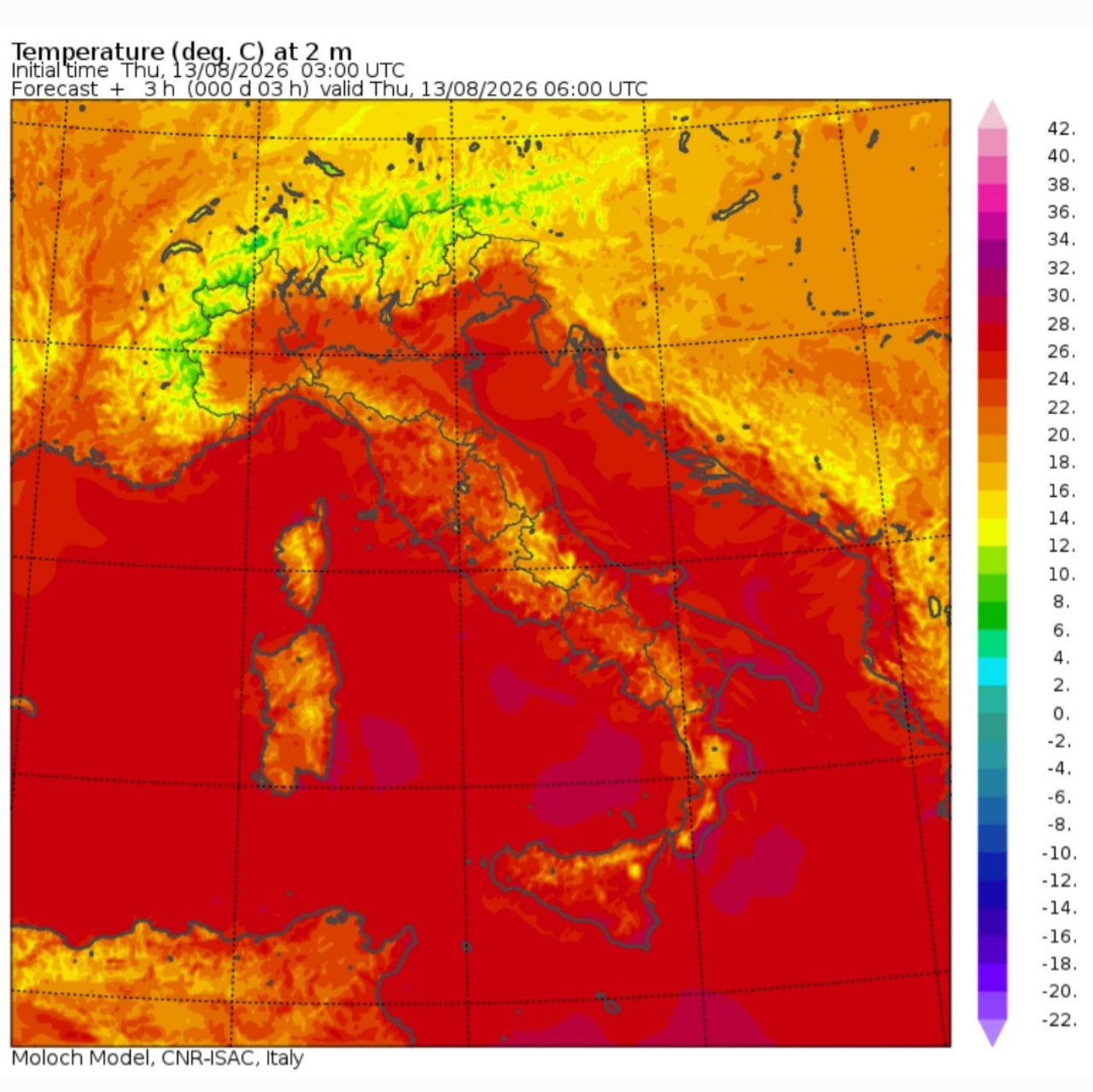 Temperature minime 13 agosto
