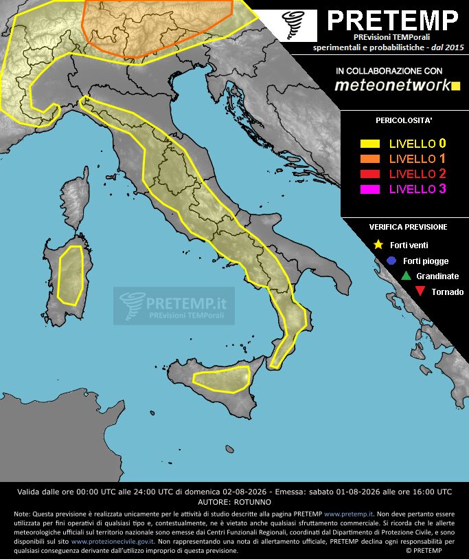 allerta meteo domenica 2 agosto