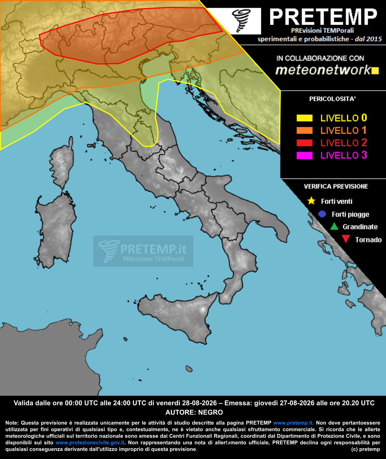 allerta meteo oggi venerdì 28 agosto 2026