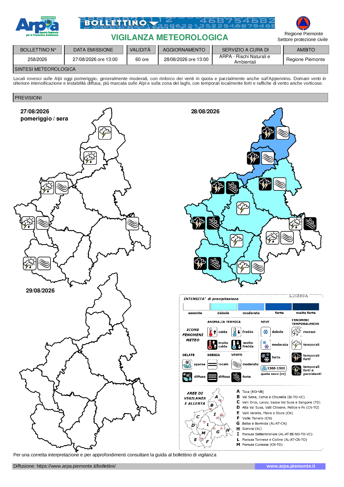 allerta meteo piemonte 28 agosto