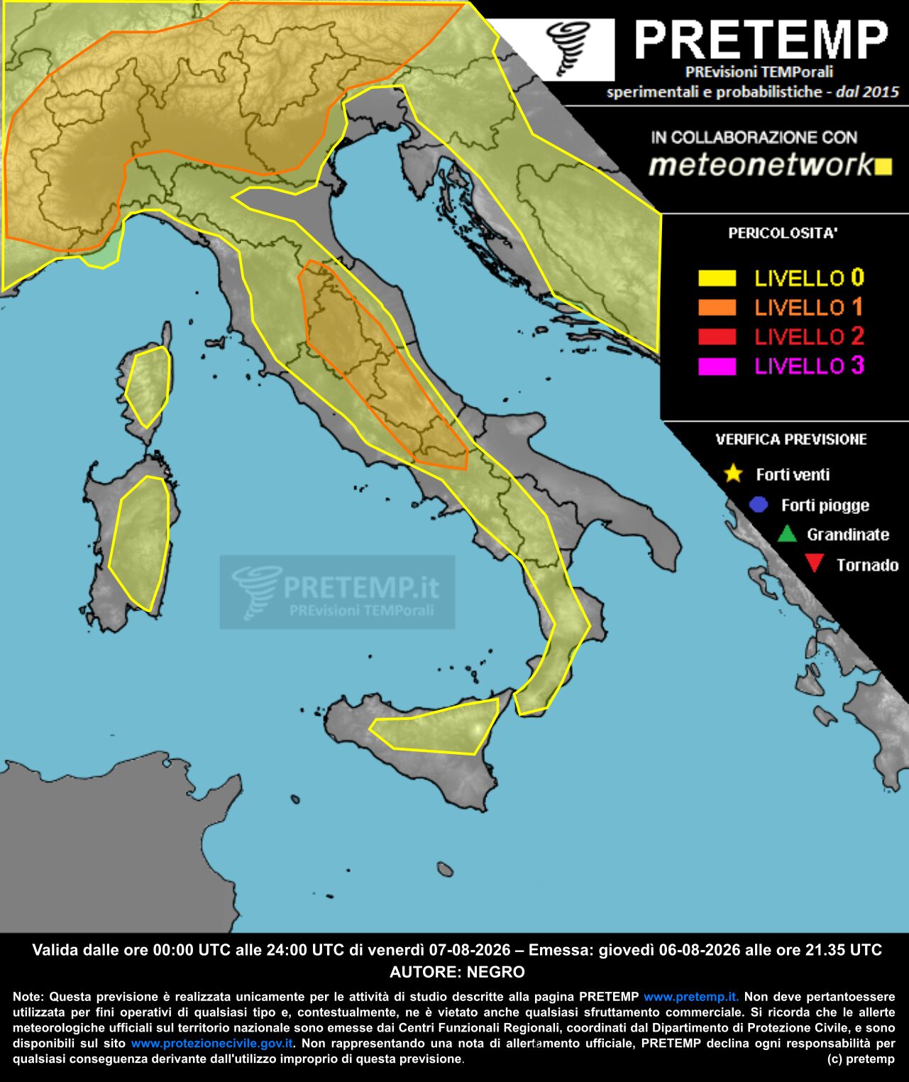 allerta meteo pretemp 7 agosto 2026