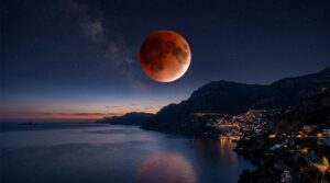 eclissi luna rossa italia oggi