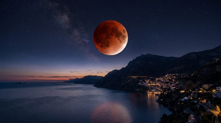 eclissi luna rossa italia oggi