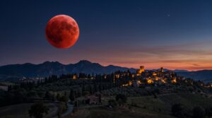 eclissi luna rossa sangue fuoco