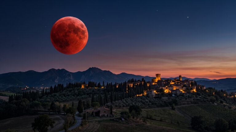 eclissi luna rossa sangue fuoco