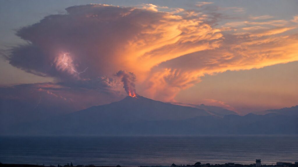 etna eruzione temporale sicilia