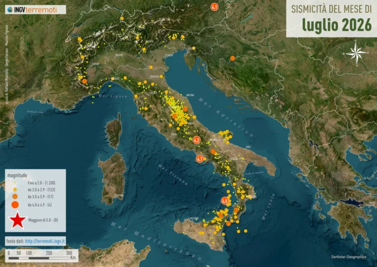 mappa sismicità luglio 2026