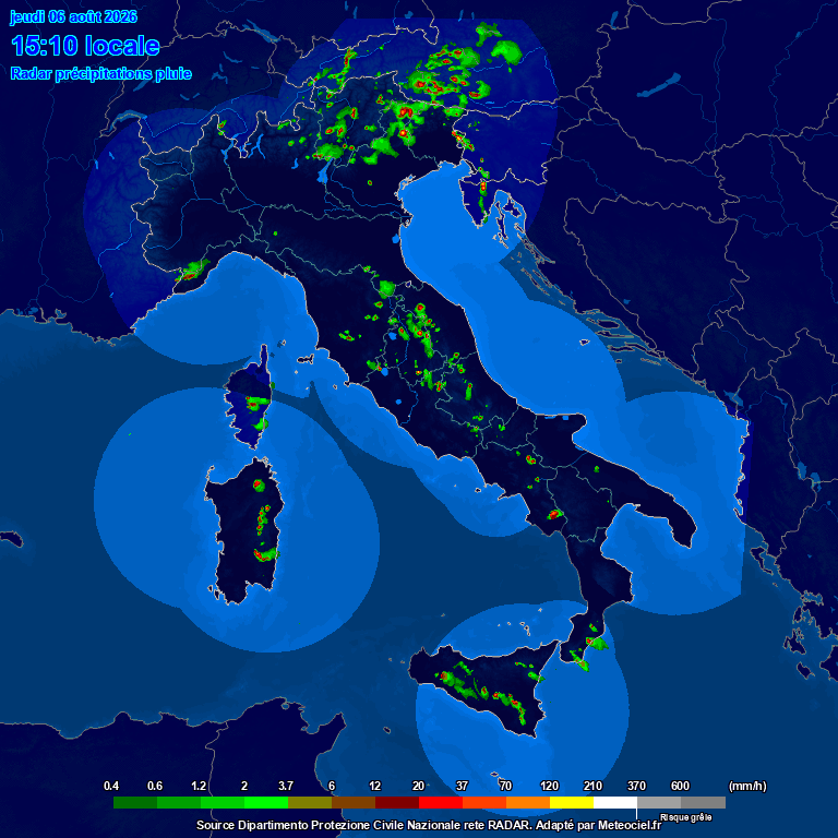 radar meteo italia 6 agosto pomeriggio