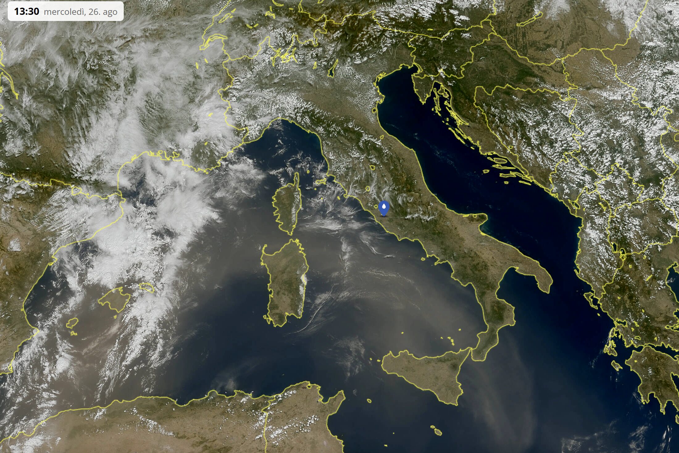 sabbia del sahara italia 26 agosto 2026