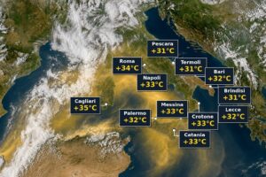 sabbia del sahara temperature italia 26 agosto 2026