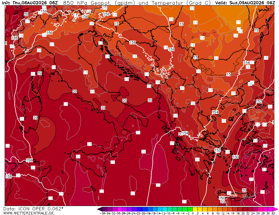 temperature domenica 9 agosto