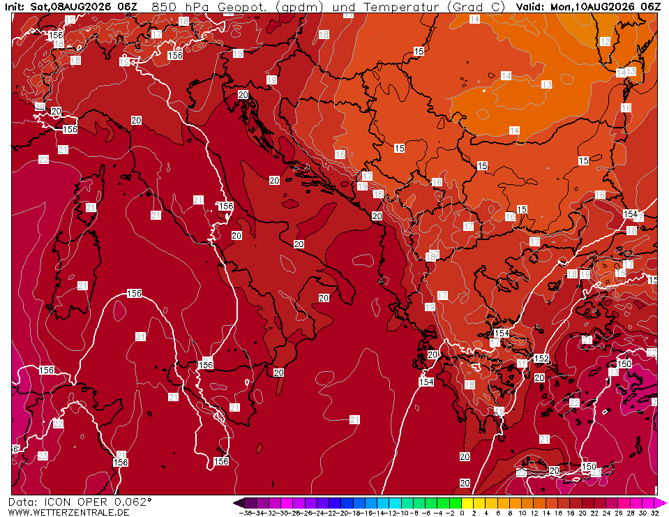 temperature lunedì 10 agosto